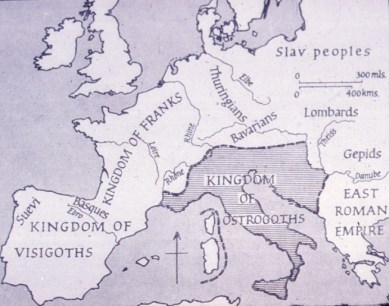 Europe map with Ostrogoth Italy