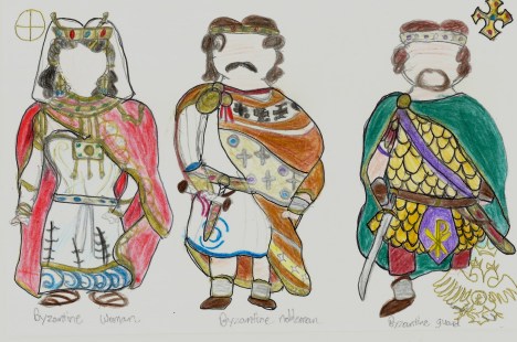 sketch of Byzantine outfits (my sketch)