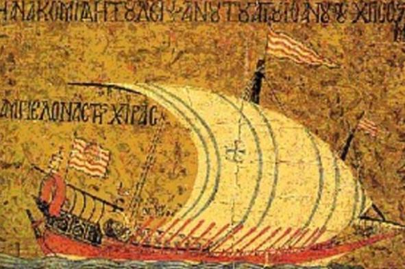 mosaic of Byzantine ship 