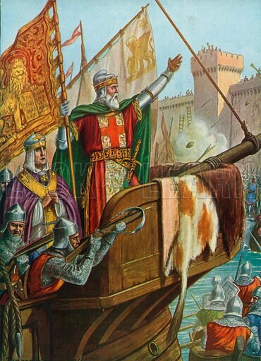 The old Doge Enrico Dandolo sacking Constantinople, 1204