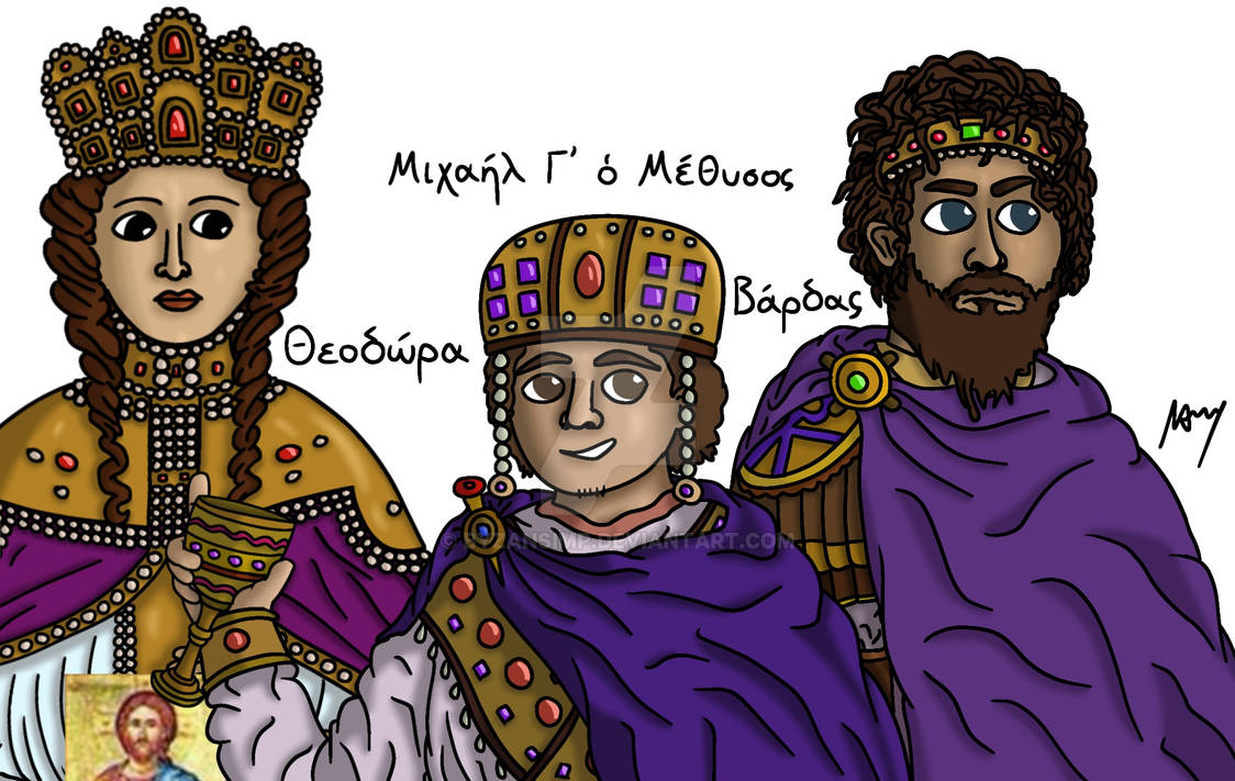 emperor_michael_iii_with_theodora_and_bardas_by_byzansimp_dfaxg3u-pre